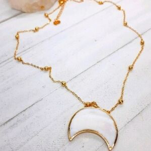White shell half moon necklace